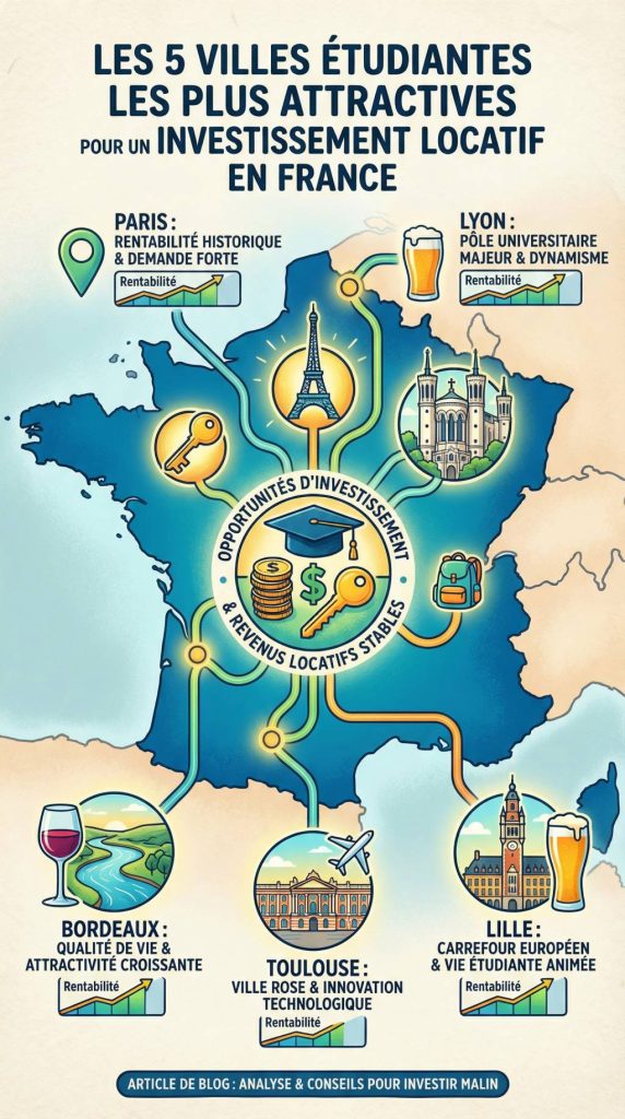 Les 5 villes étudiantes les plus attractives pour un investissement locatif en france