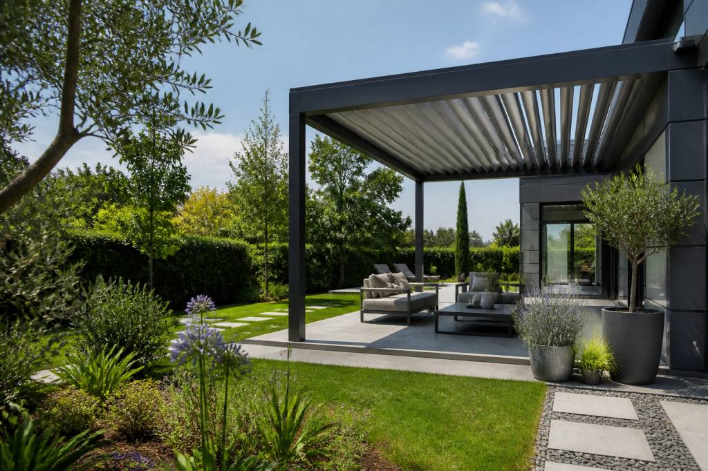 Comment intégrer une pergola biossun dans un jardin contemporain